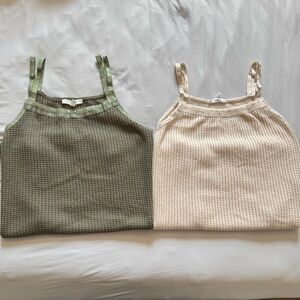 Maurice’s Green and Cream Sleeveless Sweater Tanks